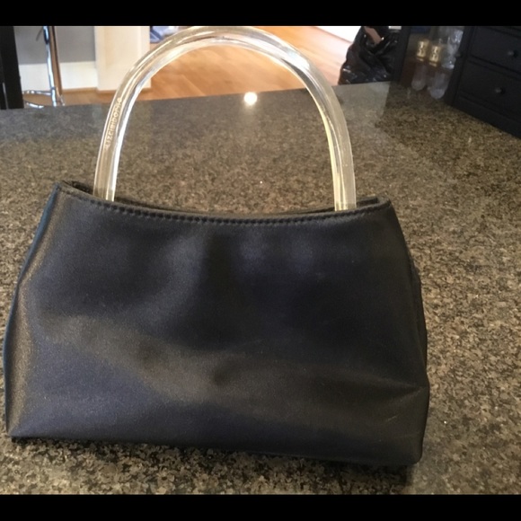 Perfect satin party purse!  Lucite handle. - Picture 1 of 3